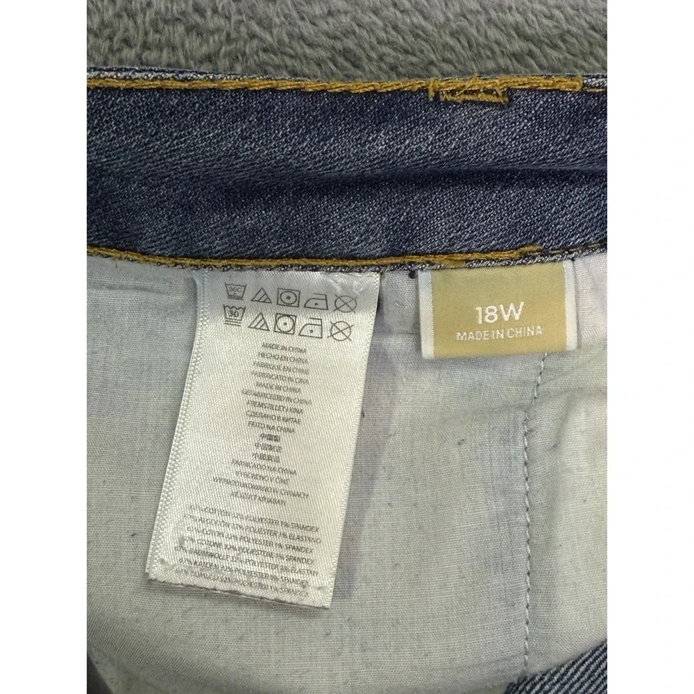 Michael Kors Jeans Womens 18W Plus Blue Dark Wash High Rise Baggy Wide‎ Leg